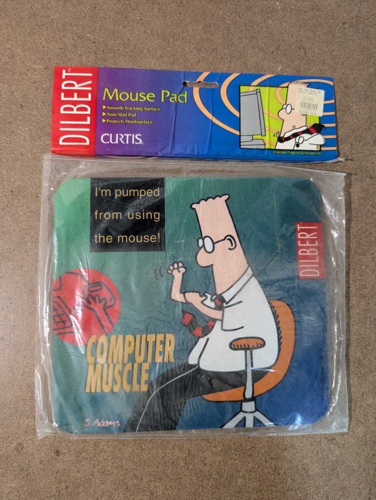 1996 Dilbert Cartoon Mouse Pad, Scott Adams, Computer Muscle NOS