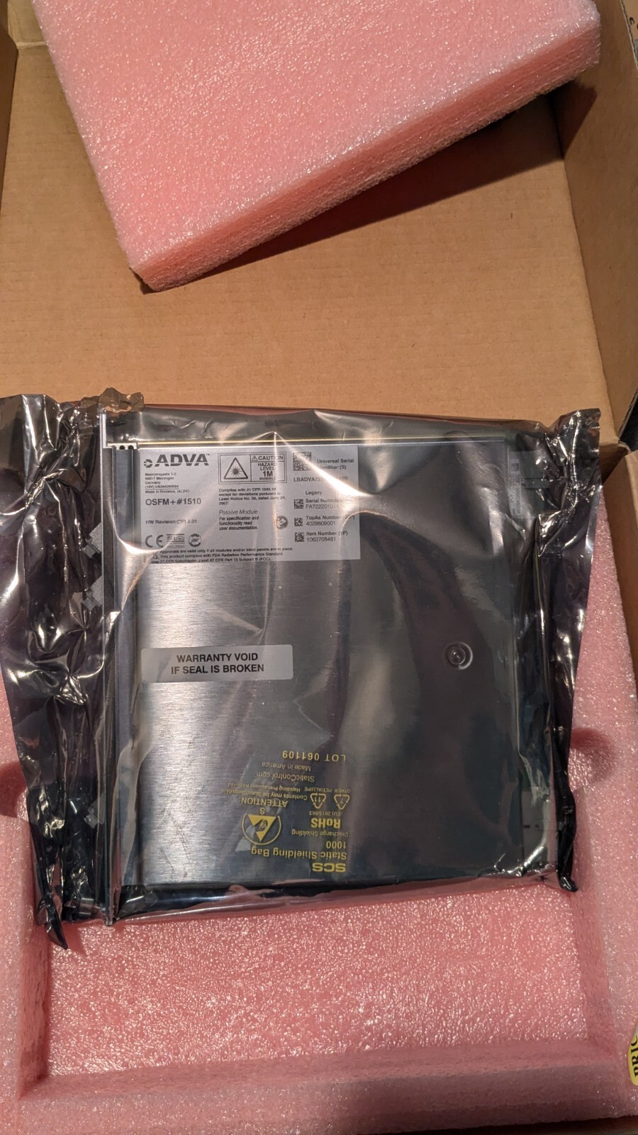ADVA F7/OSFM+#1510 1063708481 OPTICAL SUPERVISORY CHANNLE FILTER MOD 1510NM