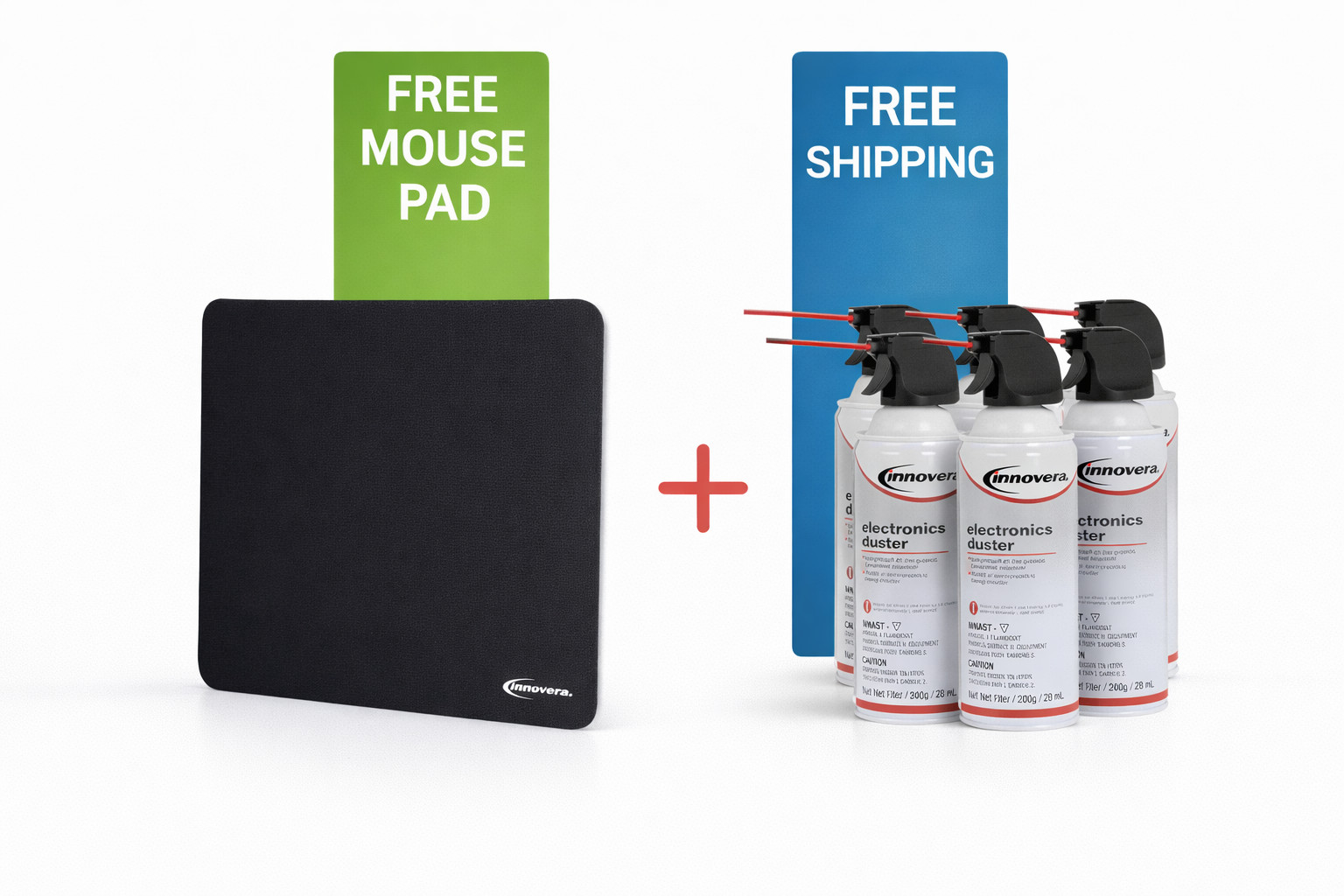 Innovera Compressed 10oz Air Duster Cleaning Can - Pack of 6 -Free Mousepad-BOGO