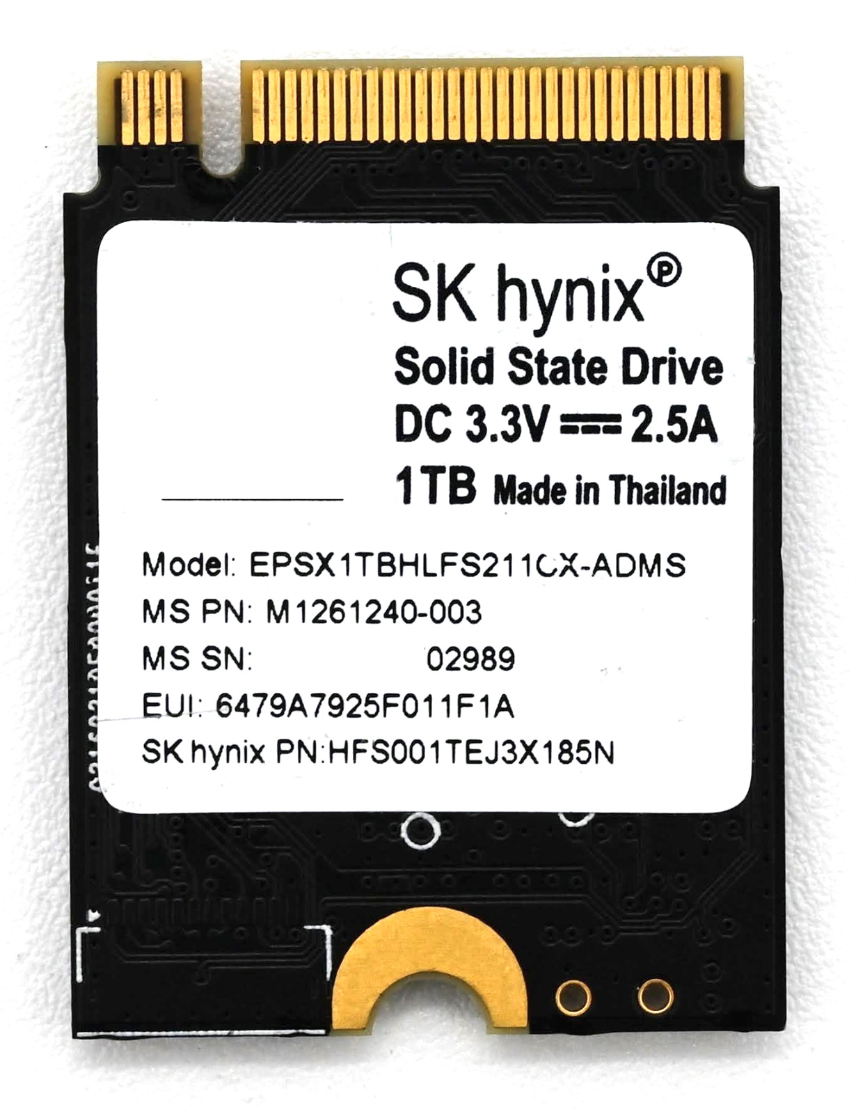 1TB MS M.2 2230 NVMe PCIe 4.0x2 SSD EPSX1TBHLFS211CX-ADMS Microsoft Used