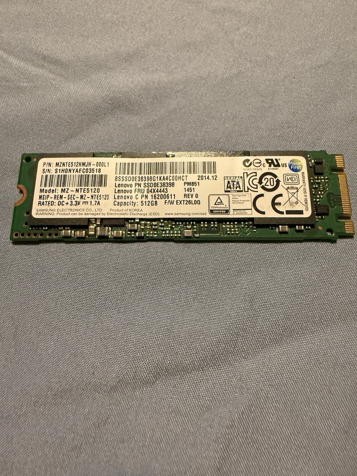 Samsung 512GB PM851 M.2 SSD SATA Solid State Drive MZ-NTE5120 MZNTE512HMJH-000L2
