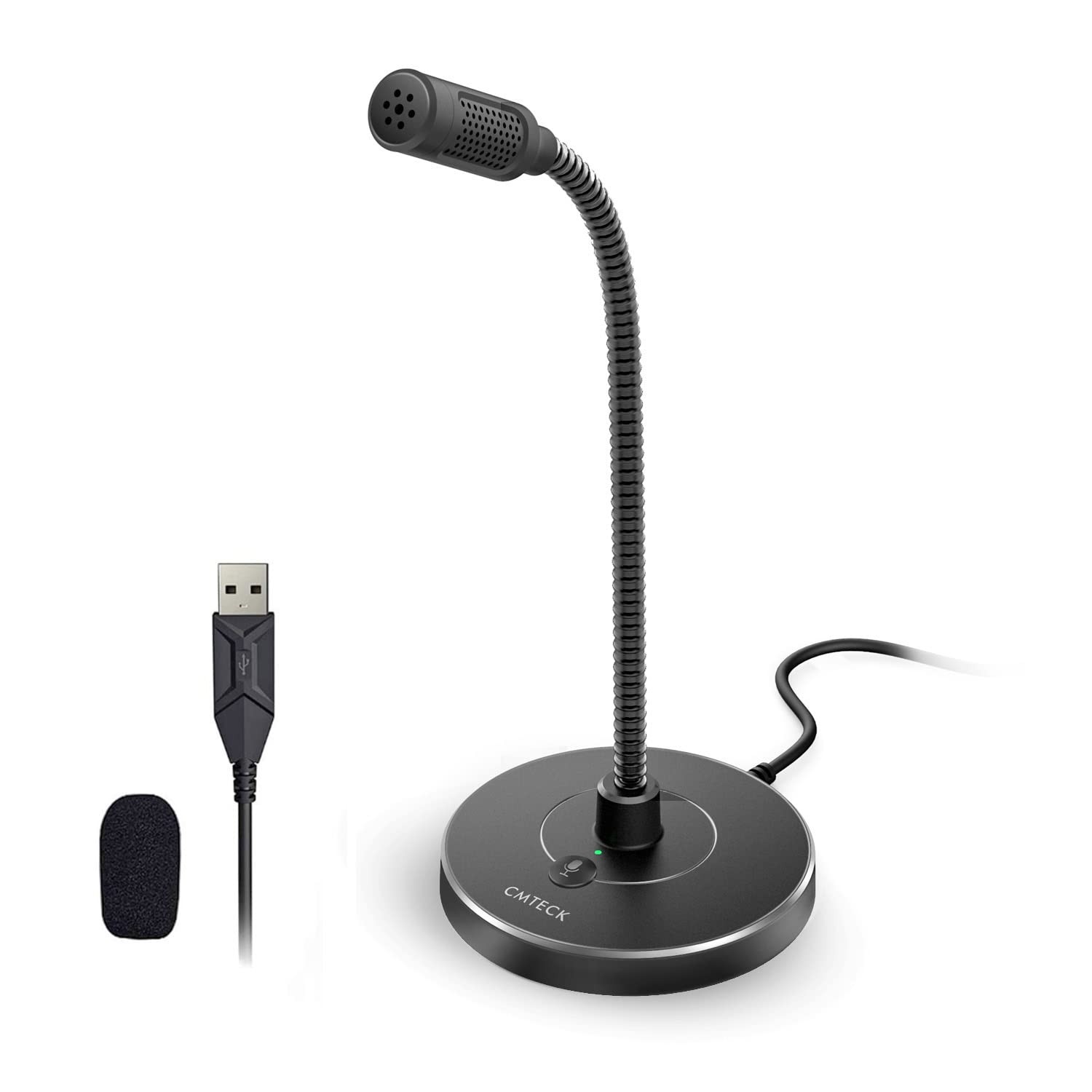 Noise Cancelling Desktop USB Computer Microphone for Recording Black