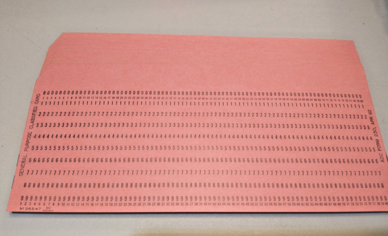 25 IBM Punch Cards ADC Form 230 Apr 1962 Air Force Classified Pink Data Cards