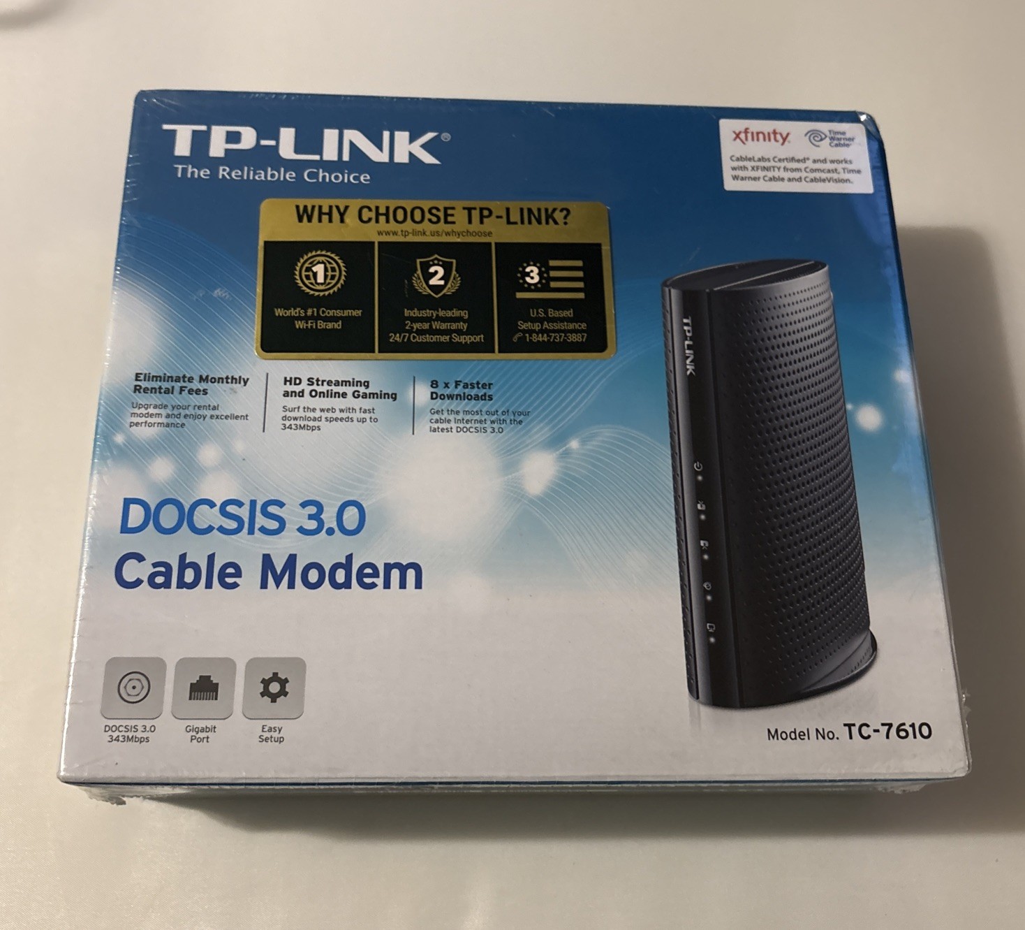TP-Link TC-7610 DOCSIS 3.0 (8x) Cable Modem (new sealed)