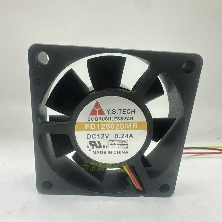 1 PCS Y.S.TECH Fan FD126020MB DC12V 0.24A 6CM 60*20MM 3 wire 3 Pin cooling fan