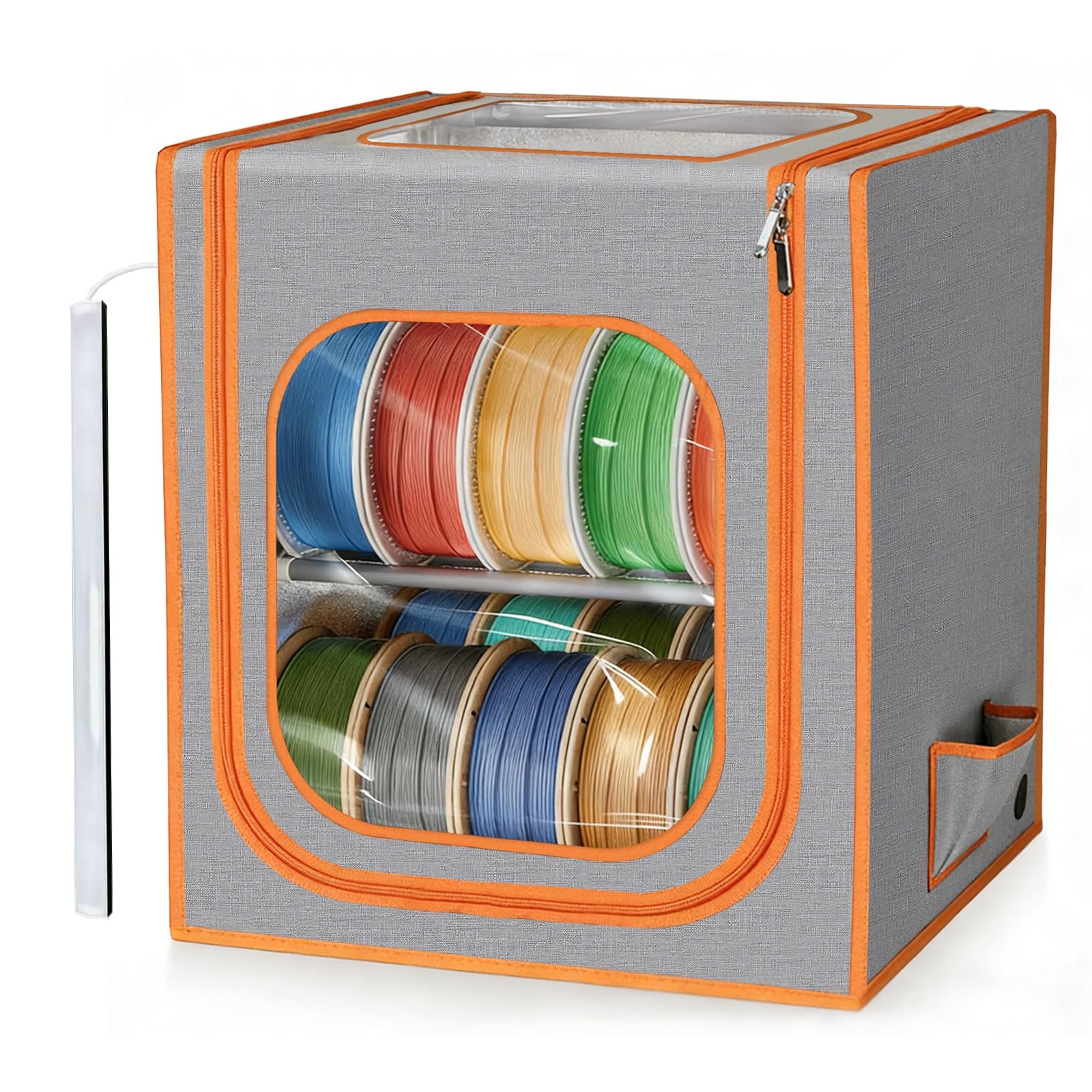 3D Printer Filament Storage Box 2-Tier Metal Rack Sturdy and Durable w/LED