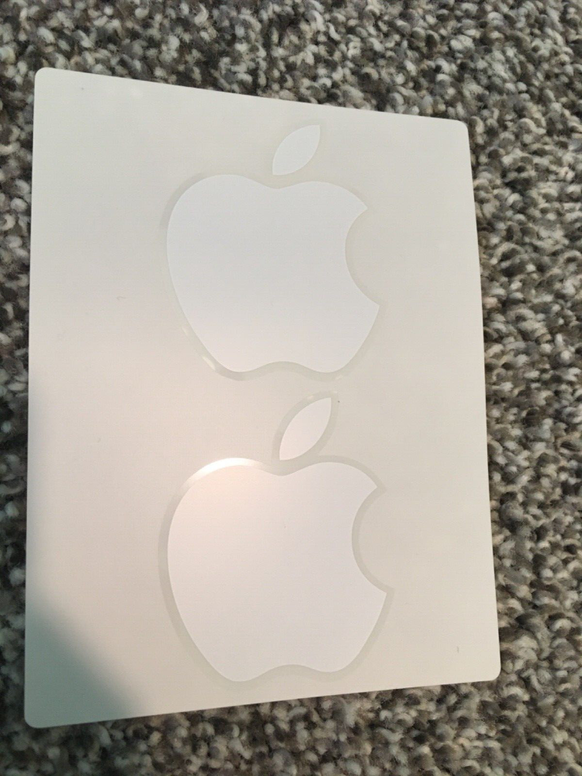 APPLE logo two 2 stickers decals white from OEM iPhones mac ipad