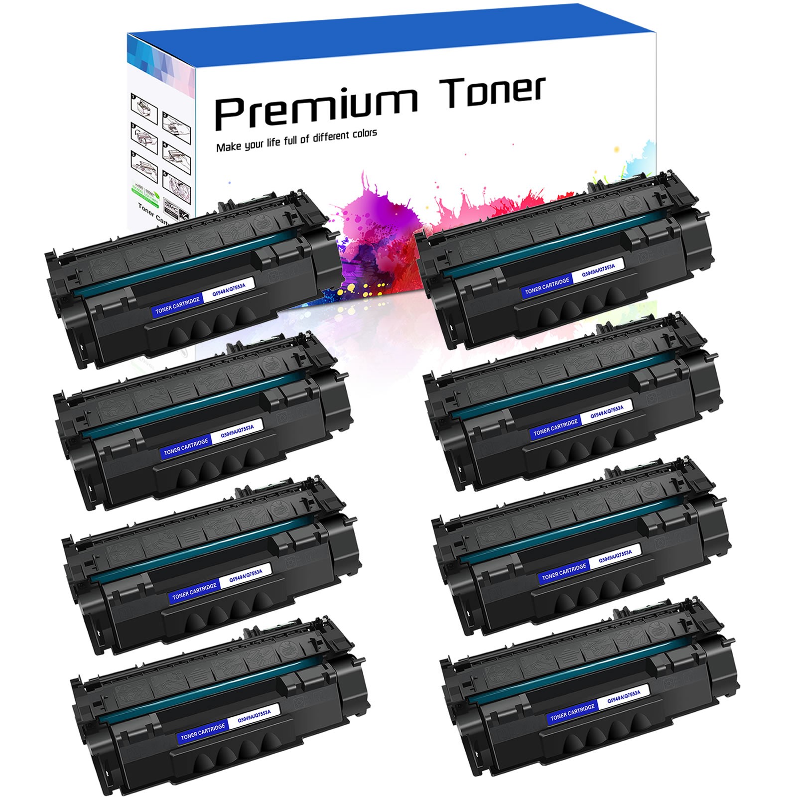 8PK Q7553A 53A Toner Cartridge CompatibleFor HP Laserjet P2015x P2015dn M2727nfs