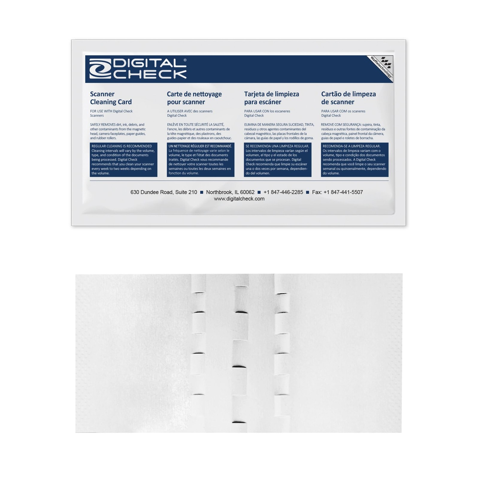Digital Check Scanner Cleaning Card Featuring Waffletechnology