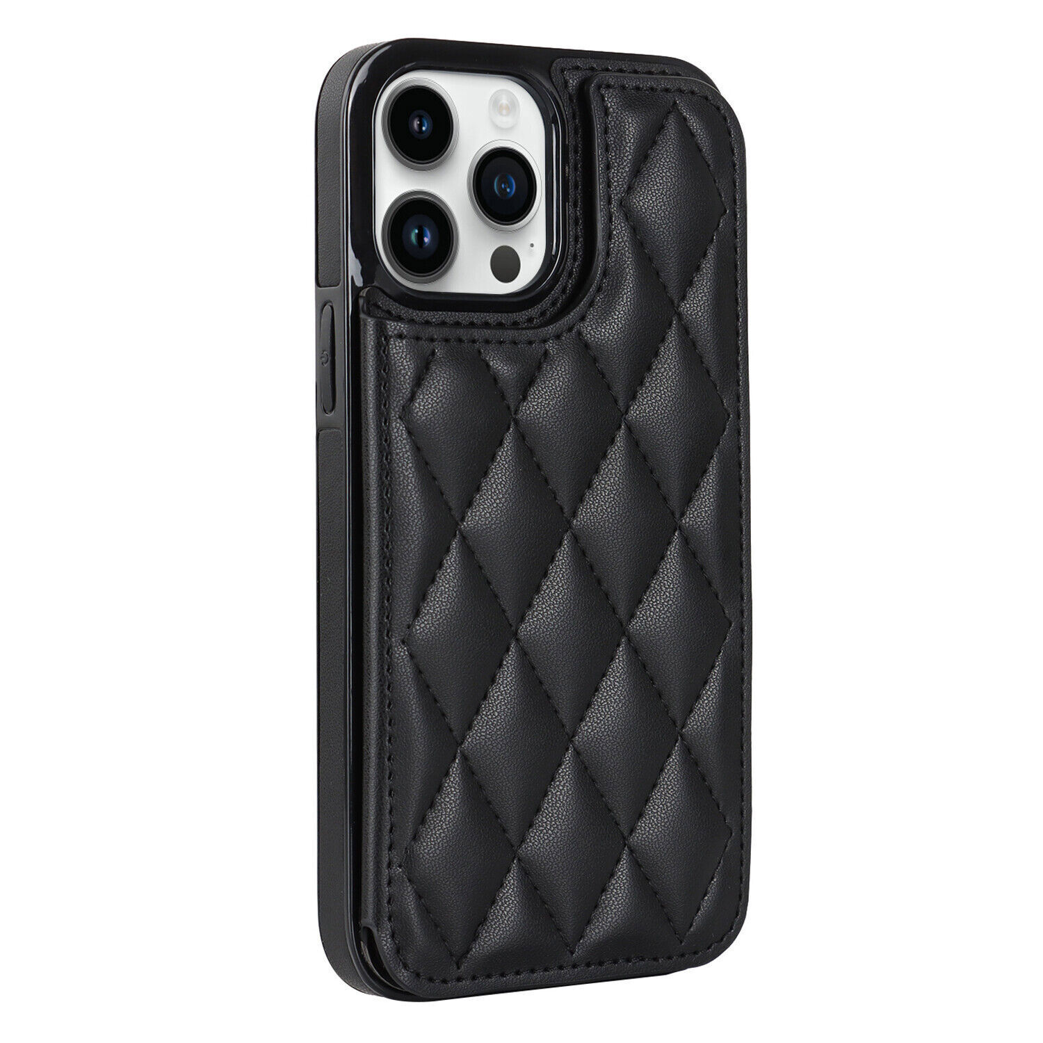 Luxury Leather Grid Card Slot Cover Case for 11 12 13 14 15 16 Pro Max XR 7 8 SE