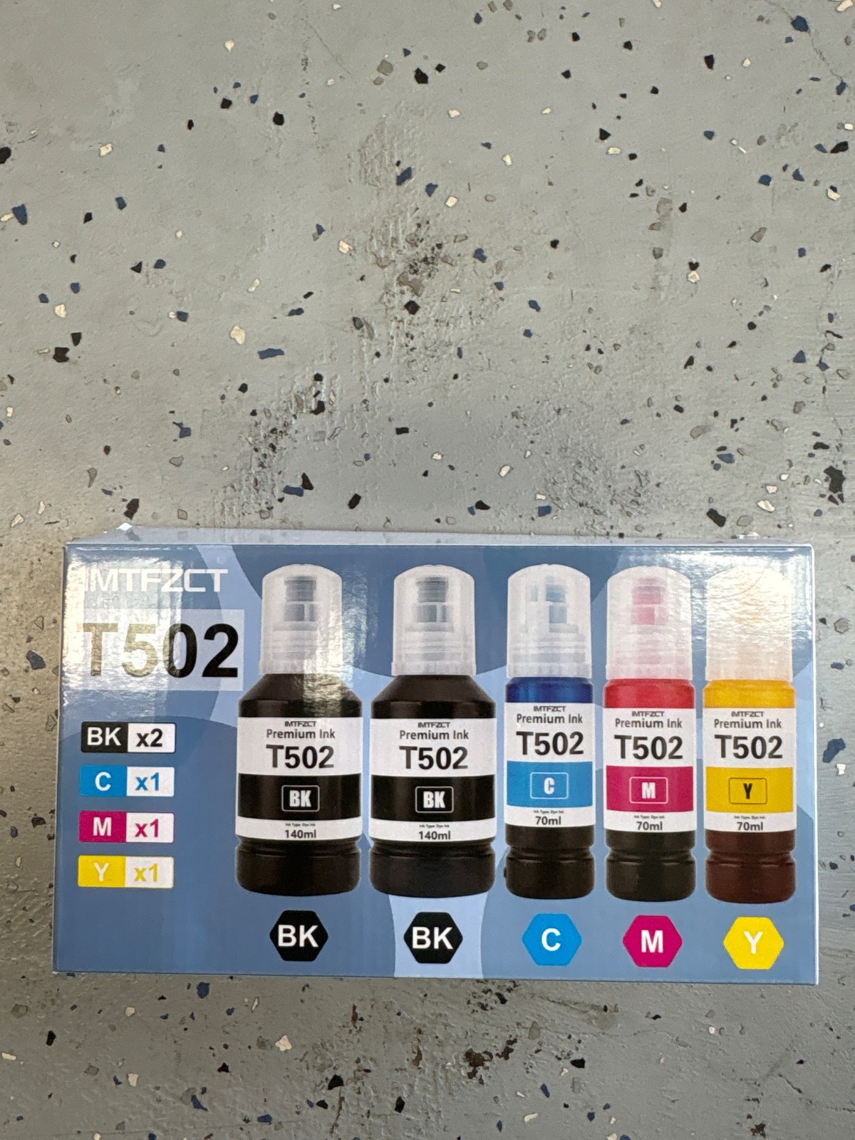 IMTFZCT 502 Compatible Ink Bottle Set 5-Pack BKx2 C M Y for Epson