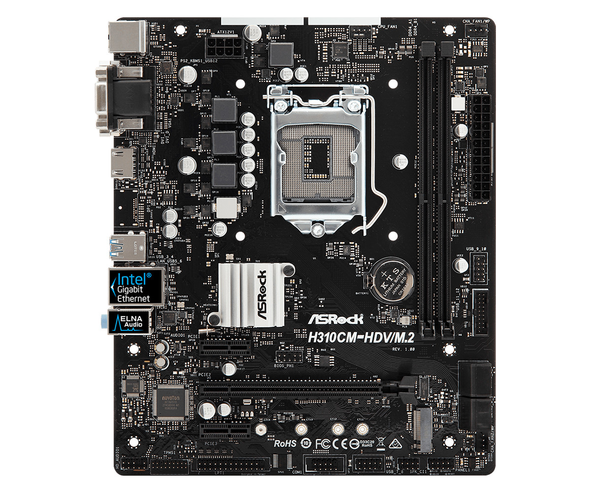 For ASROCK H310CM-HDV/M.2 motherboard LGA1151 DDR4 32G DVI+VGA+HDMI M-ATX Tested