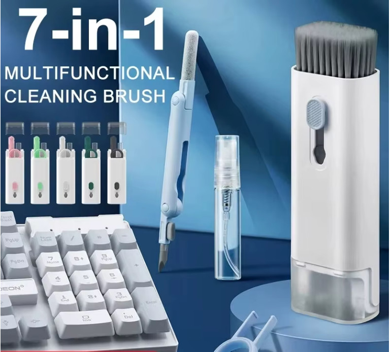 7in1 Computer Keyboard Cleaner Brush Kit Earphone Cleaning Pen For Headset Gray