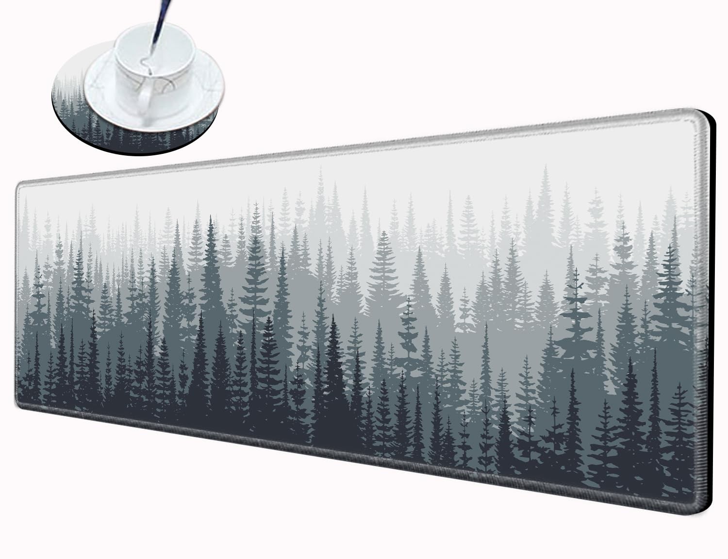 Misty Forest Gaming Mousepad XXL Desk Mat Large Extended Non Slip 36x12 Inch