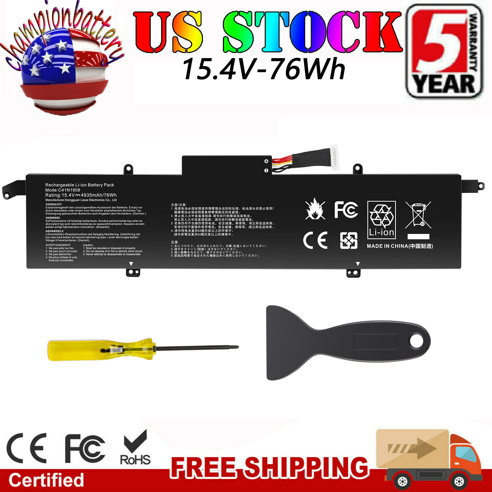 C41N1908 Laptop Battery For Asus ROG Zephyrus G14 GA401 GA401I GA401IH GA401II