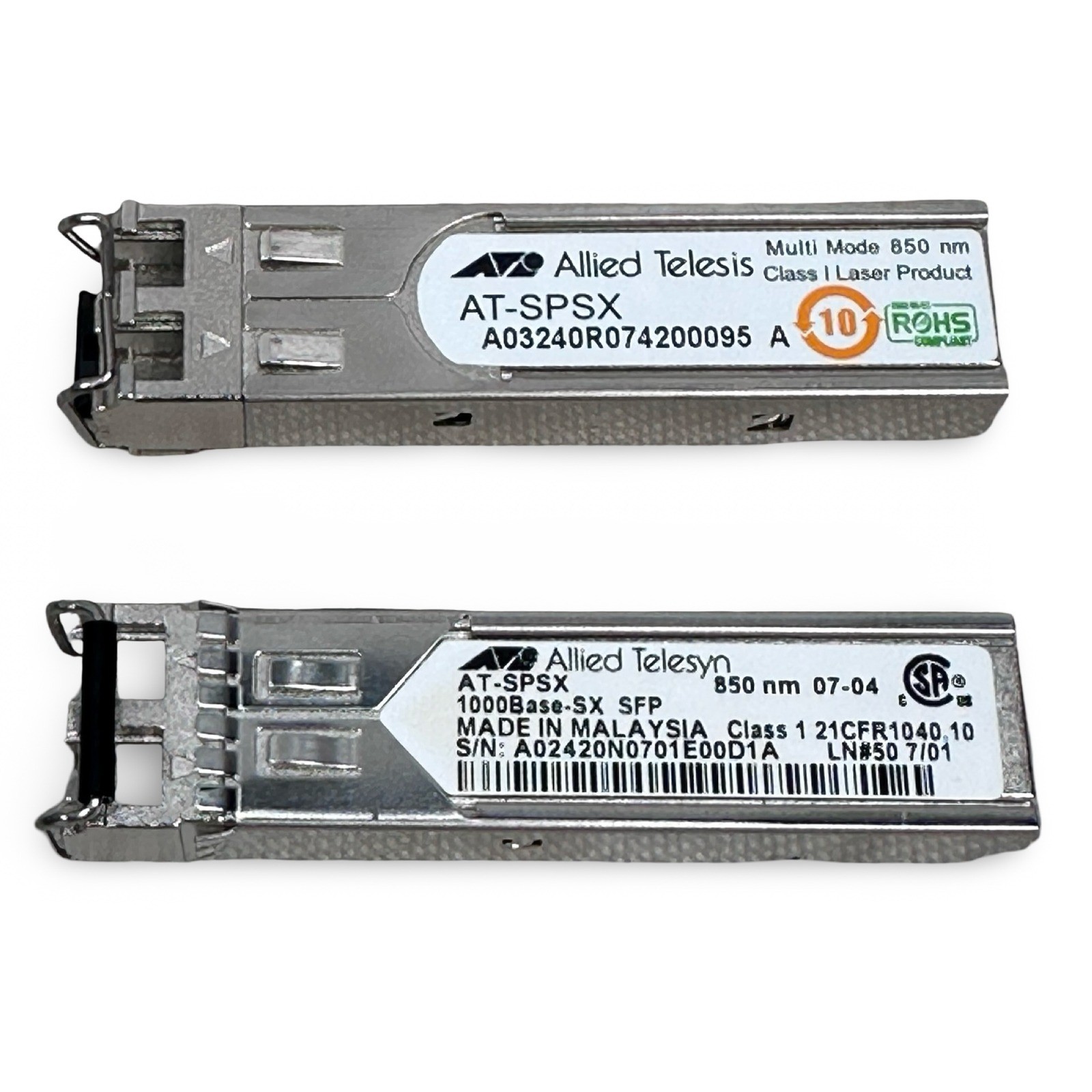 Allied Telesis AT-SPSX 1000Base-SX SFP Transceiver Module 850nm Multi Mode Gray