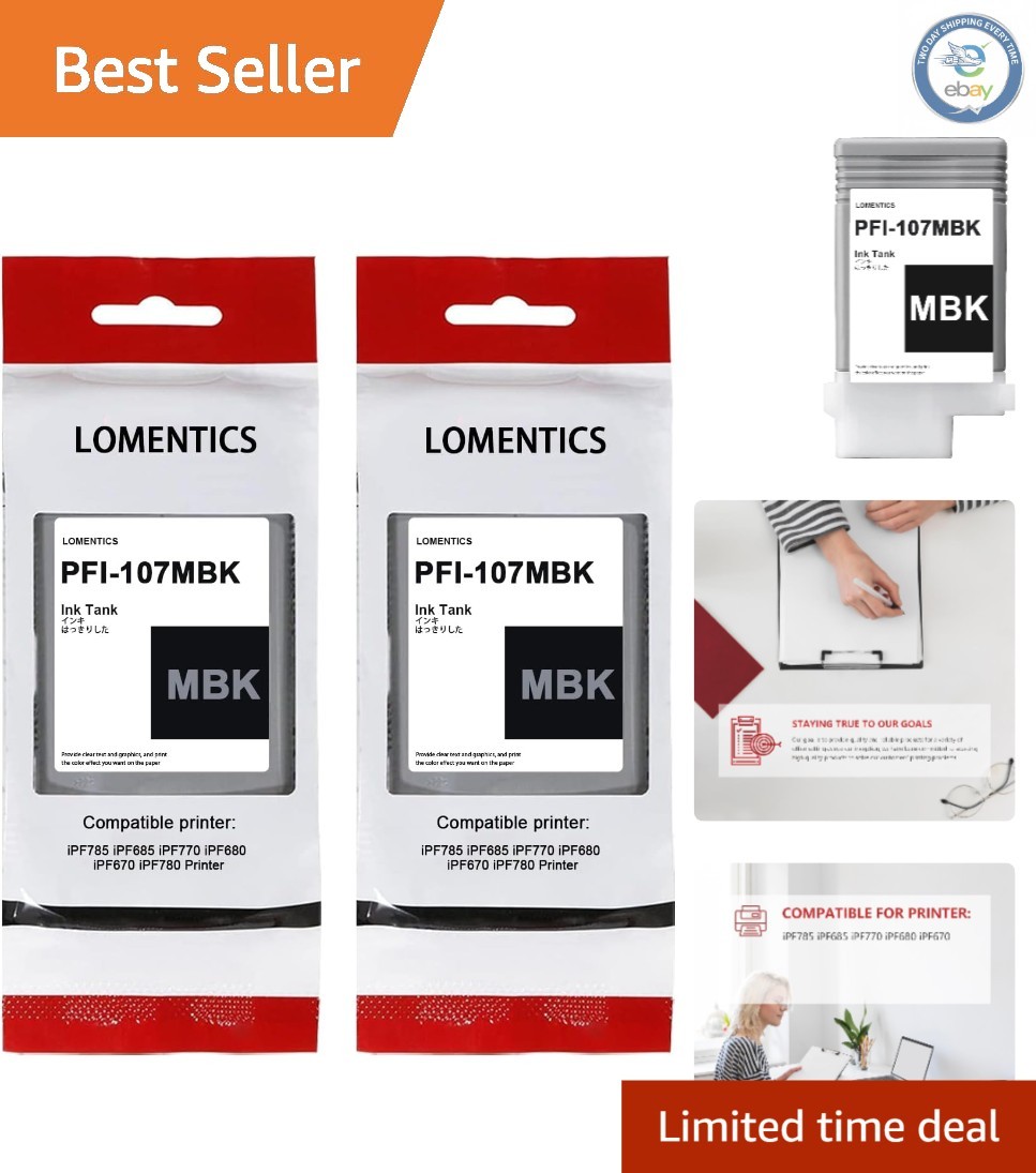 PFI-107 130ml Matte Black Ink Tank 2-Pack for Reliable Printing Performance
