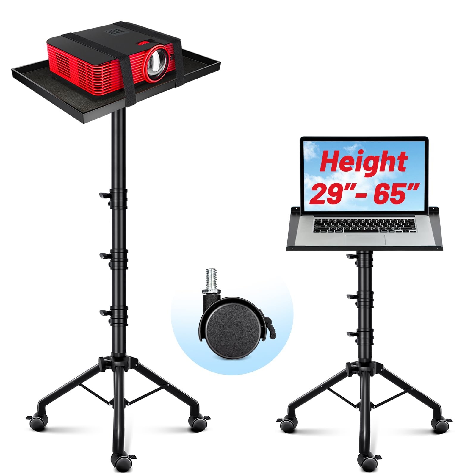 CAHAYA Projector Stand Adjustable Laptop Tripod Stand Portable with Casters