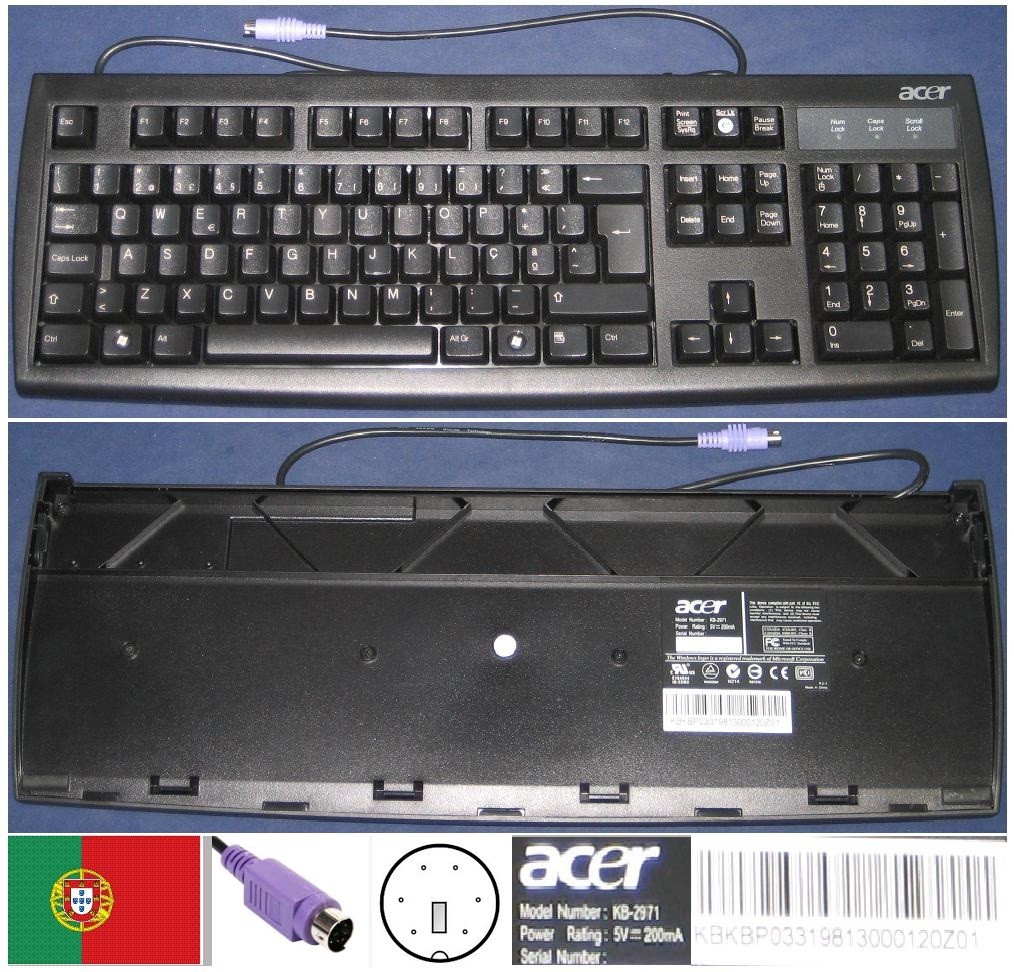 Keyboard qwerty Portuguese Acer KB-2971 KB2971, KB.KBP03.319, KBKBP03319 Ps/2