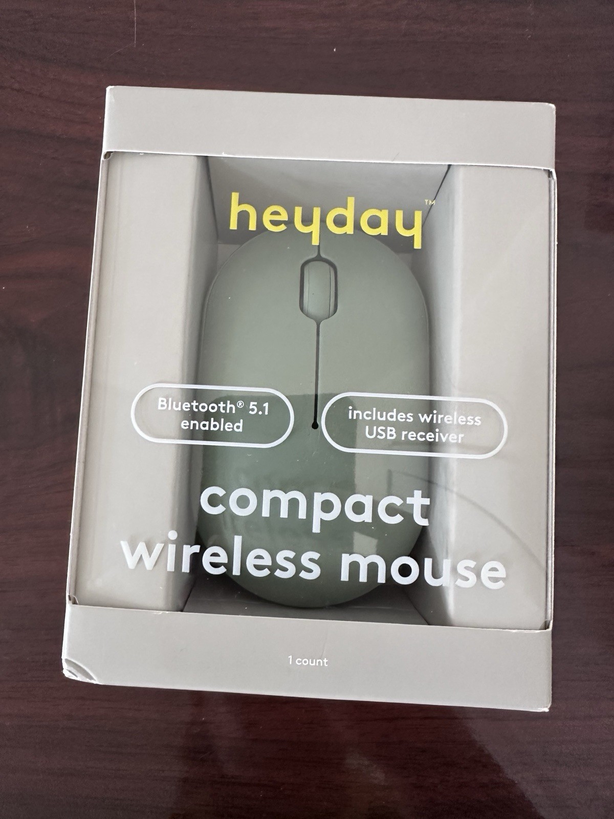 Heyday Compact Wireless Mouse Bluetooth 5.1 USB Receiver Green 33ft Range New