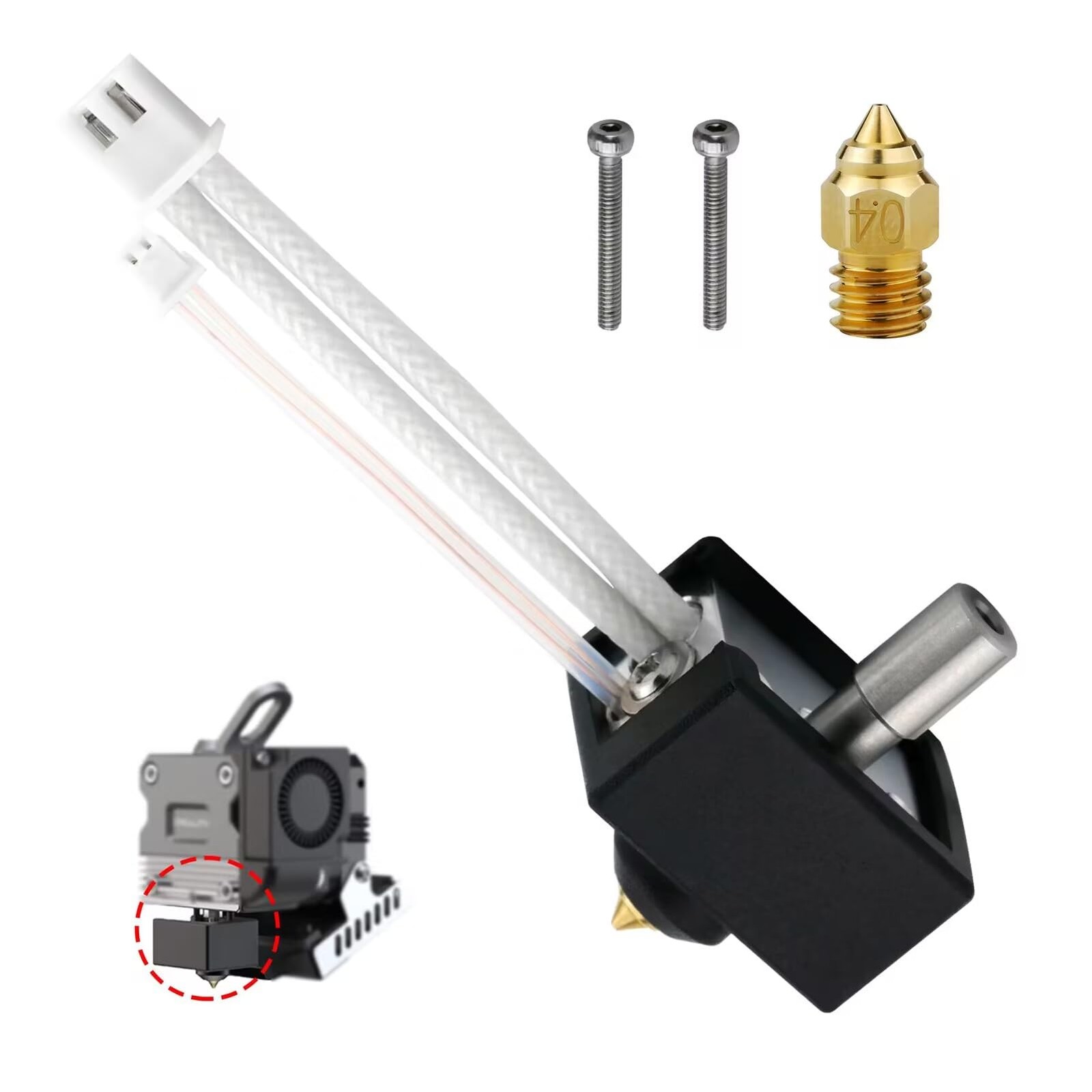 CR Official Sprite Extruder Heater Block Kit with 0.4mm Brass Nozzle High...