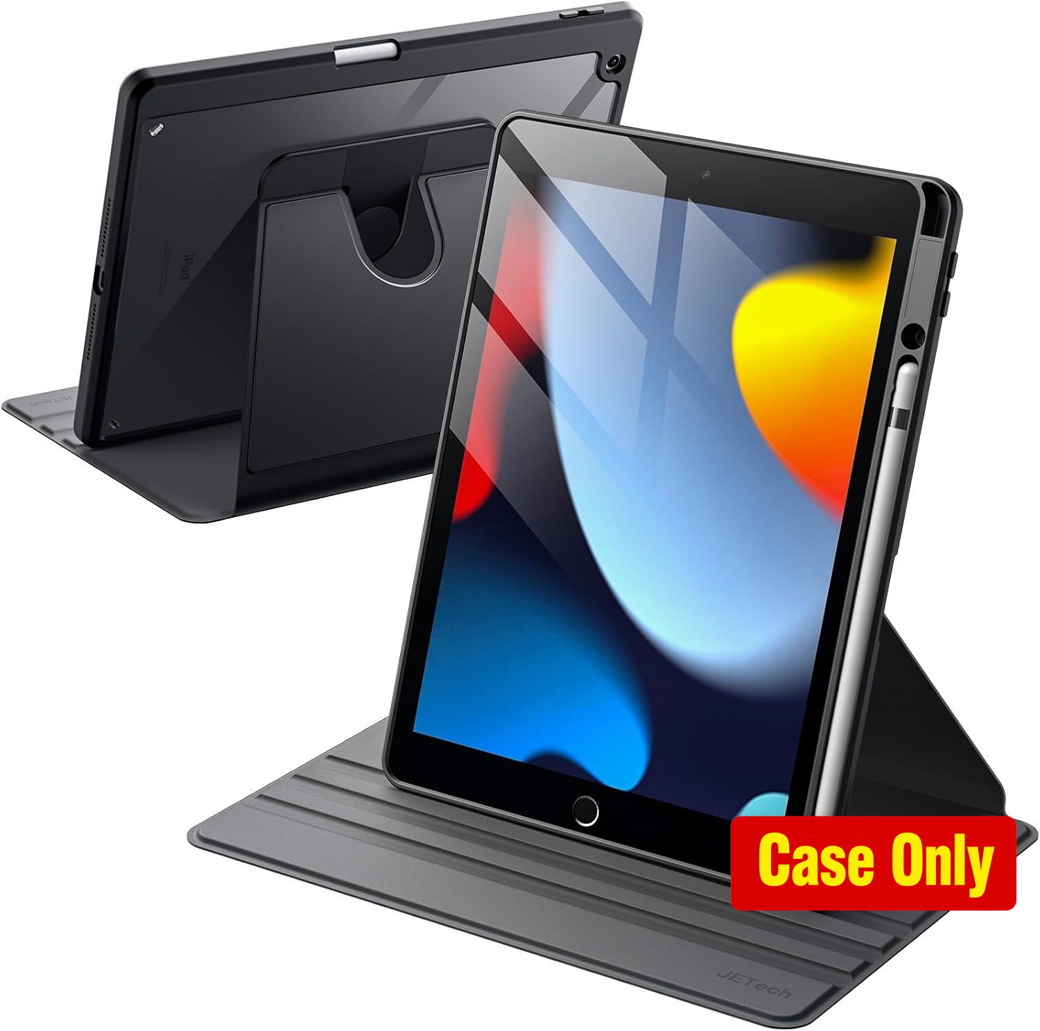 Tablet Case for iPad 9th/8th/7th Gen 10.2", Black, Multi-Angle Stand, Full Prote