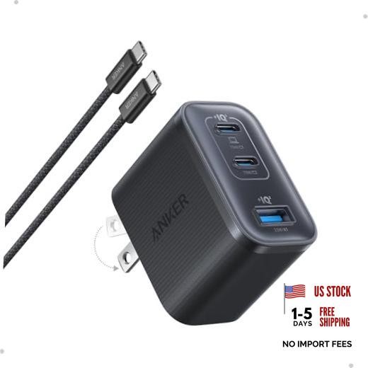 Nano USB C Charger, Ultra-Fast 70W Output 3-Port Fast Charger USB C, Black