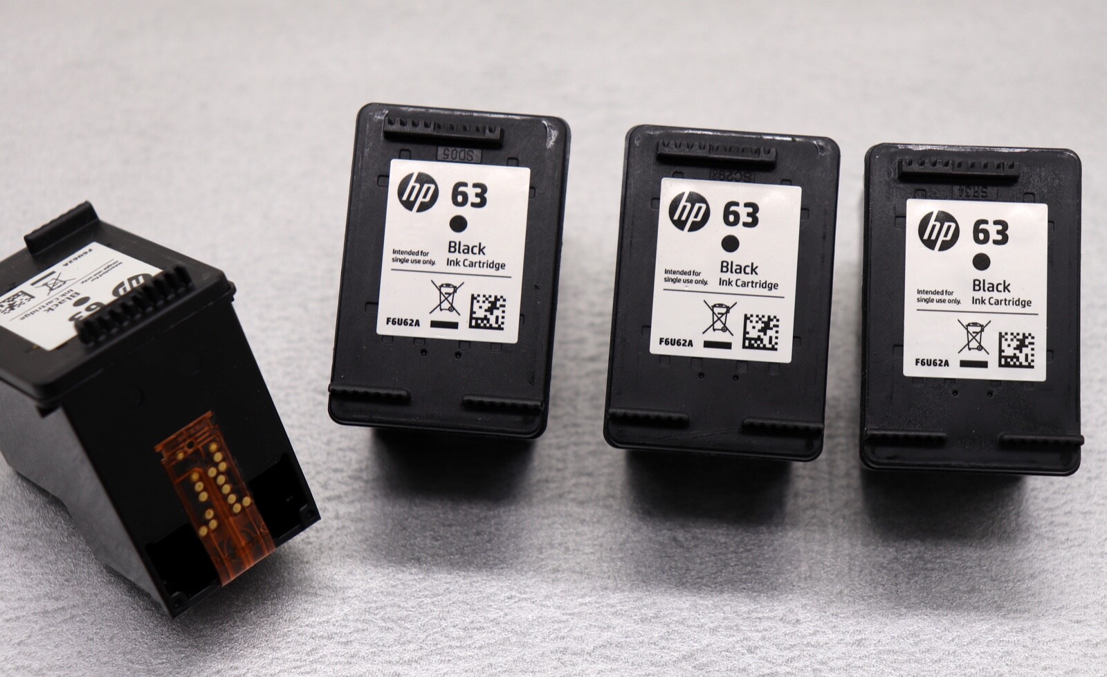 Lot 4 Empty Used HP 63 Black Ink Cartridges in Very Good Used Condition