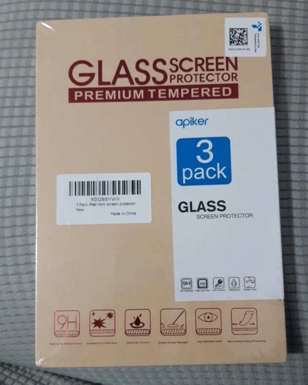 apiker Tempered Glass Screen Protector 3 unit k For iPad mini Anti-Scratch