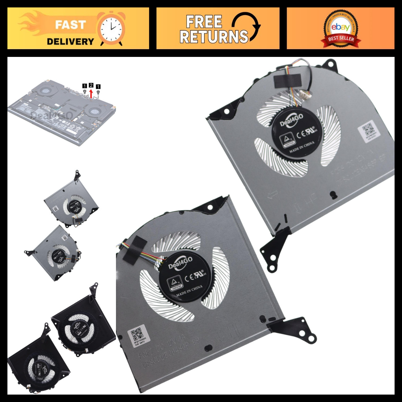 CPU GPU Cooling Fan Kit Replacement for Lenovo Legion Pro 7 16IRX8H Y9000K R9000