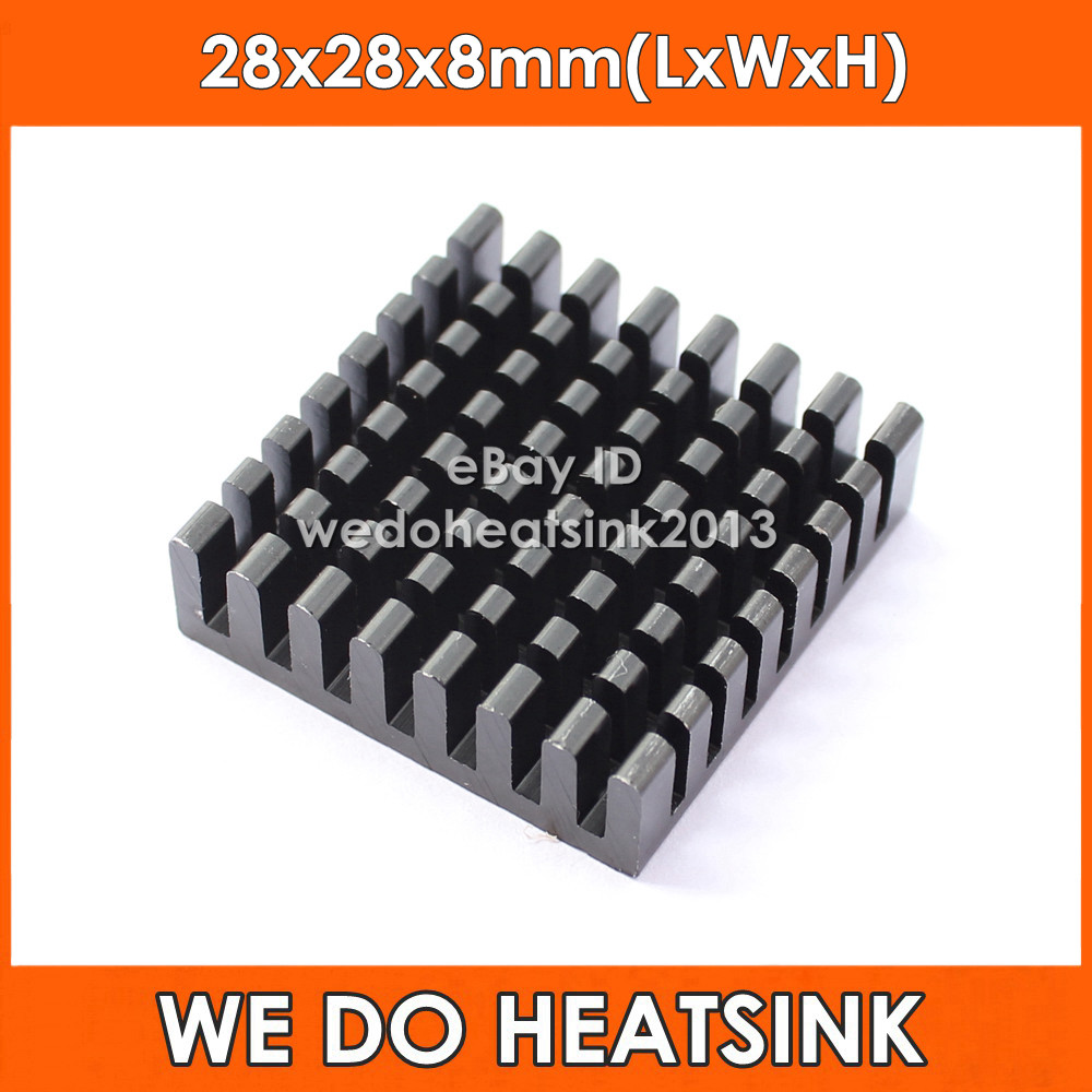 WE DO HEATSINK 10pcs 28x28x8mm Black Anodized Aluminum Heatsink Radiator Cooler