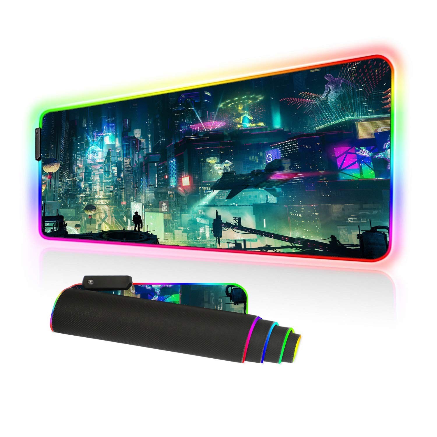 RGB Mousepad Large, Led Gaming Mouse Pad Oversized Glowing Mat Colorful Soft ...