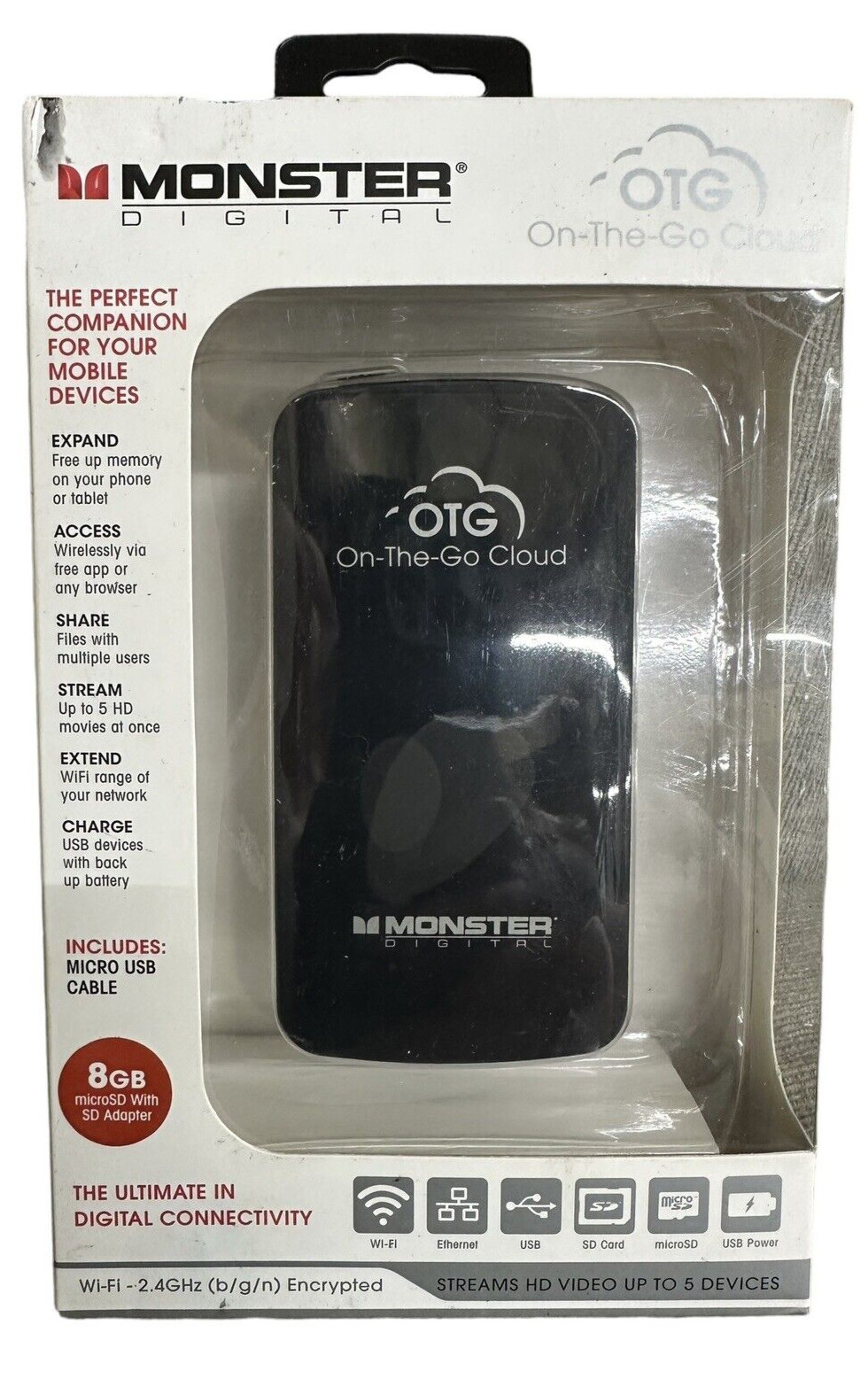 Monster Digital OTG Cloud Digital Connectivity NEW Sealed w/ 8GB Card