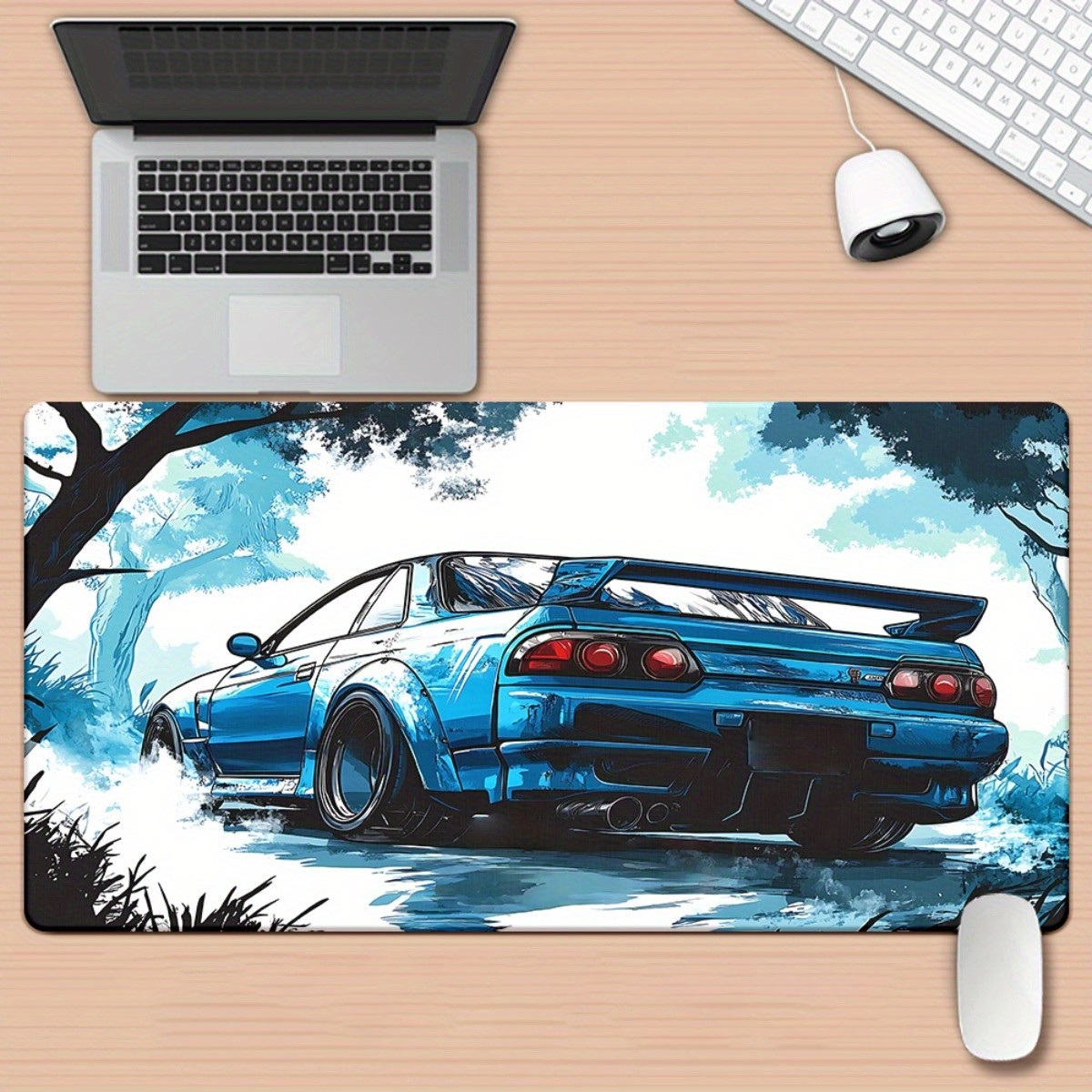 1pc a Blue Racing-Themed Gaming Mouse Pad And Desk Mat Featuring a Non-Slip Ru