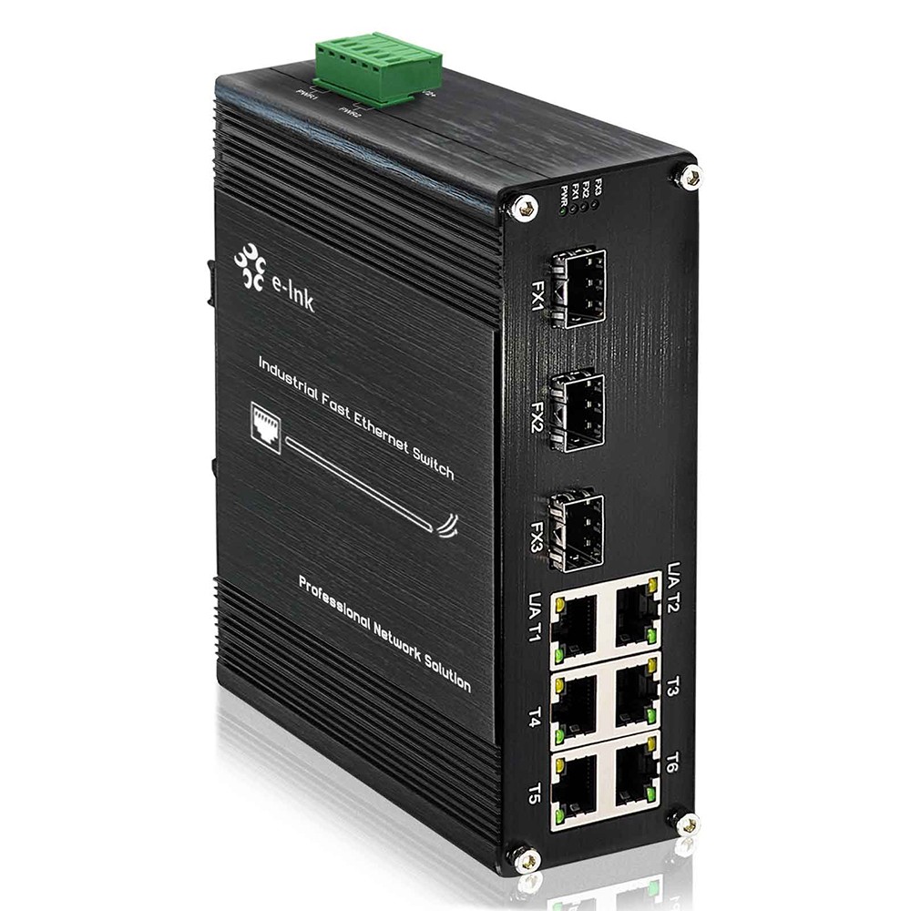 Industrial Ethernet Switch 6-Port PoE Multimode Fiber100M (6×RJ45+3×100Base-FX)