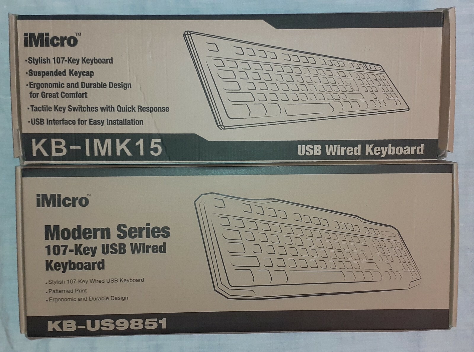 Lot of Two iMicro USB Wired USB Keyboards KB-US9851 & KB-IMK15 New open box