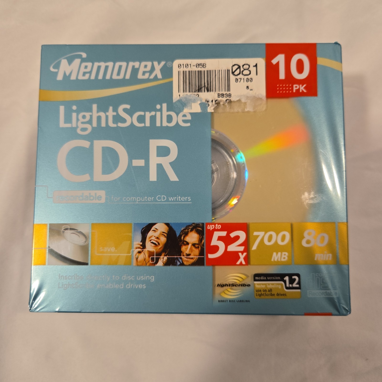Memorex LightScribe CD-R 10 Pack 52x 700MB 80 Min New Sealed Slim Jewel Cases