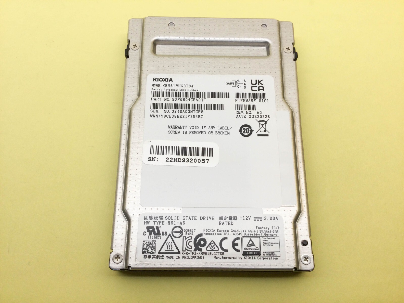 Kioxia 3.84TB SAS 12Gbps 2.5in Enterprise SSD KRM61RUG3T84