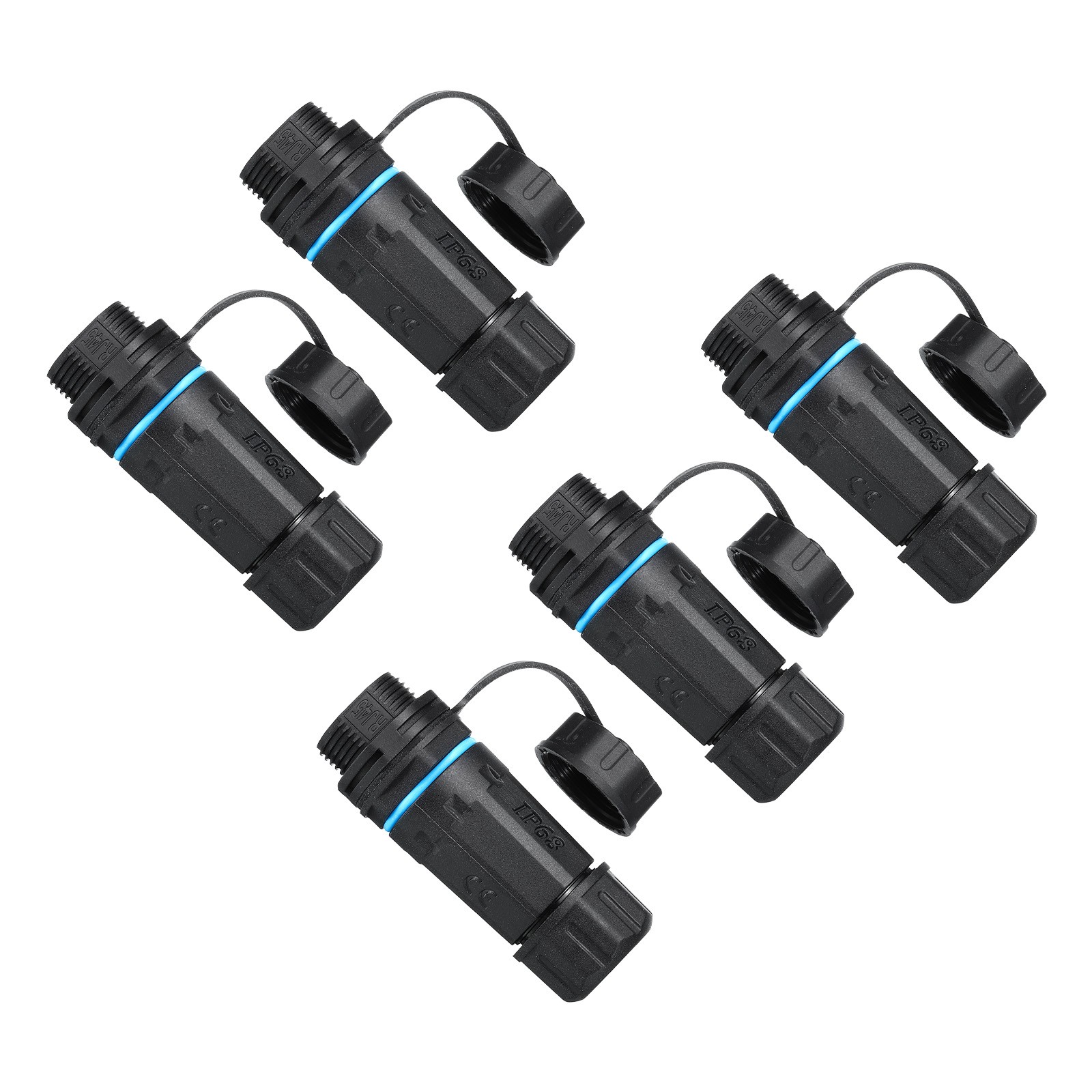 5PCS Waterproof RJ45 Coupler Single Head IP68 Ethernet LAN Cable Connector