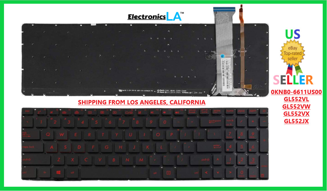 🔥Asus ROG GL552VL GL552VW GL552VX GL552JX Red Backlit Keyboard 0KNB0-6611US00