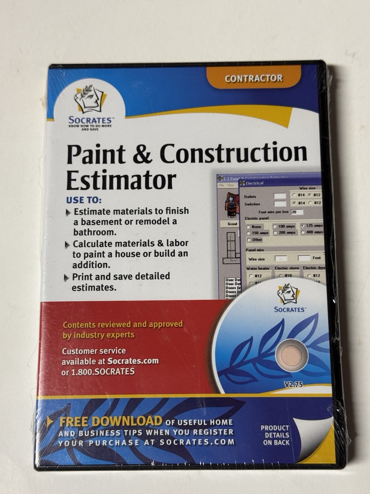 Socrates Paint & Construction Estimator Contractor Software CD V2.75 H5 New