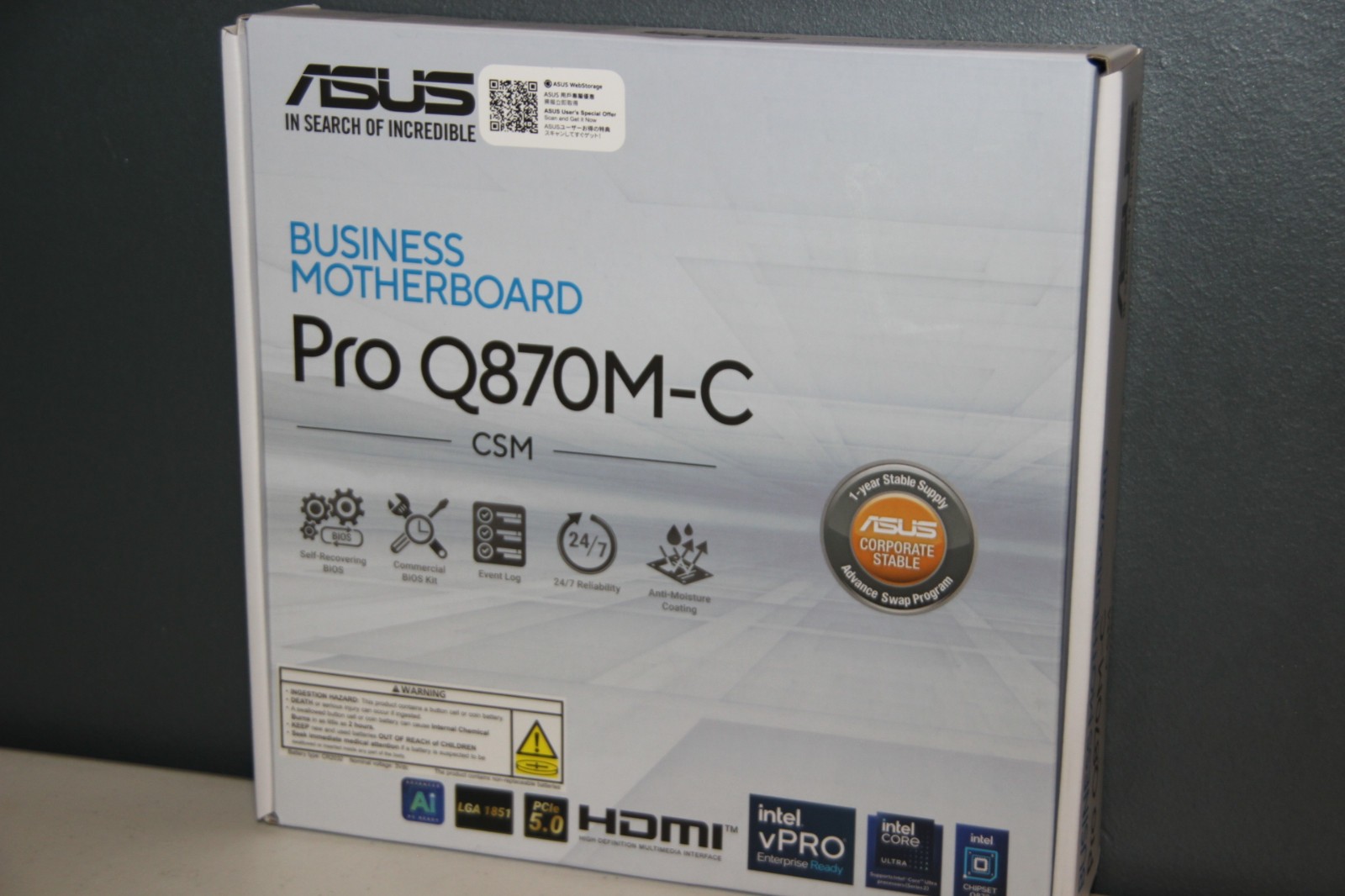 NEW Asus Pro Q870M-C-CSM DDR5 Motherboard Intel Core Ultra (Series 2) LGA 1851