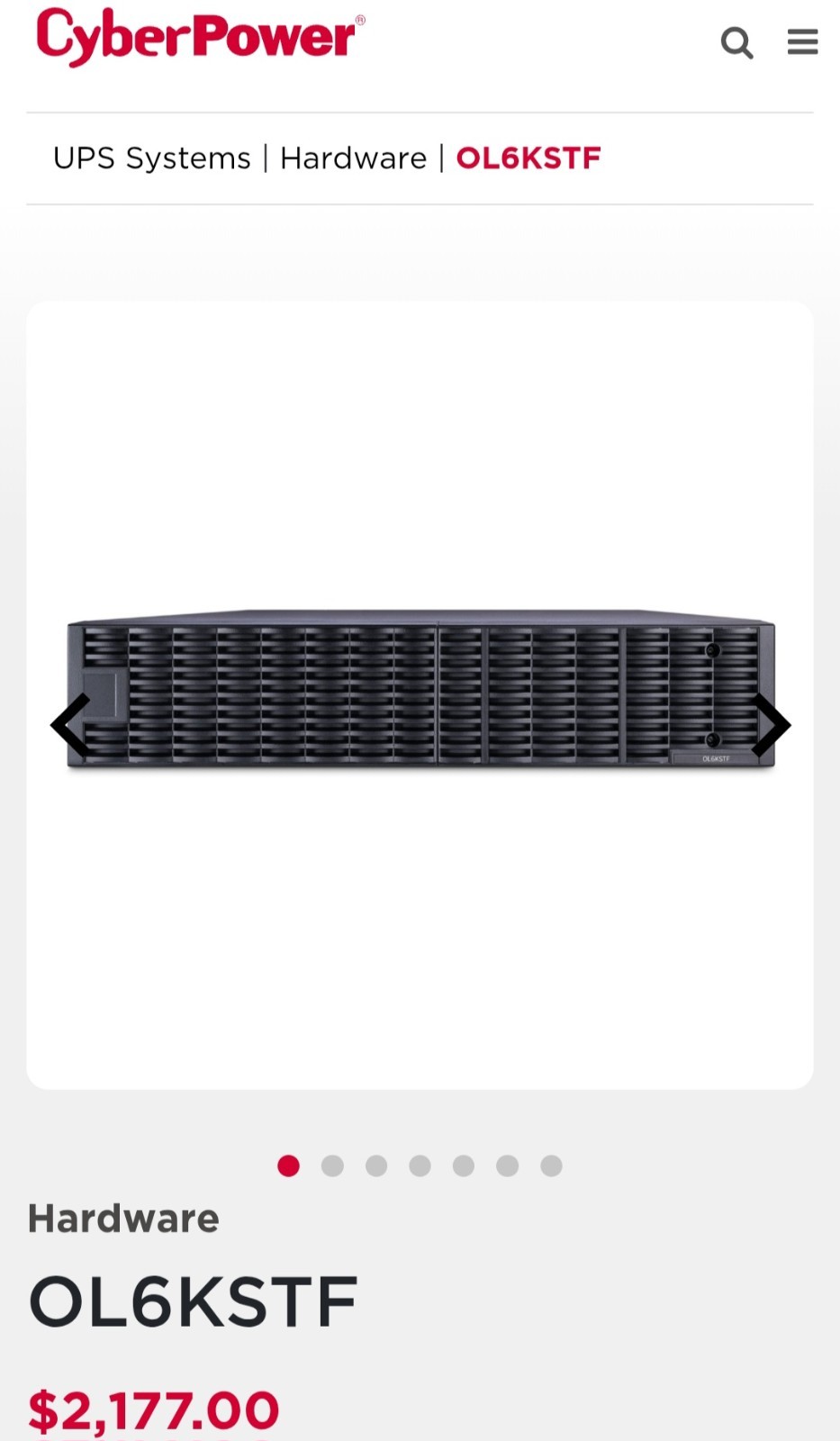 CyberPower OL6KSTF BP240VL3U01 UPS 240V Black Uninterruptible Power Supply