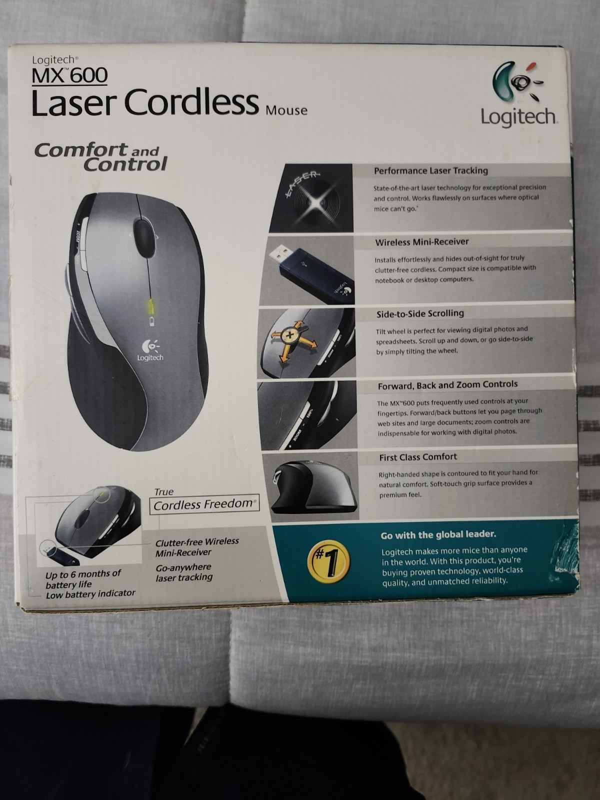 Logitech MX 600 Wireless Laser Mouse 8-Button Programmable w/ Mini Receiver