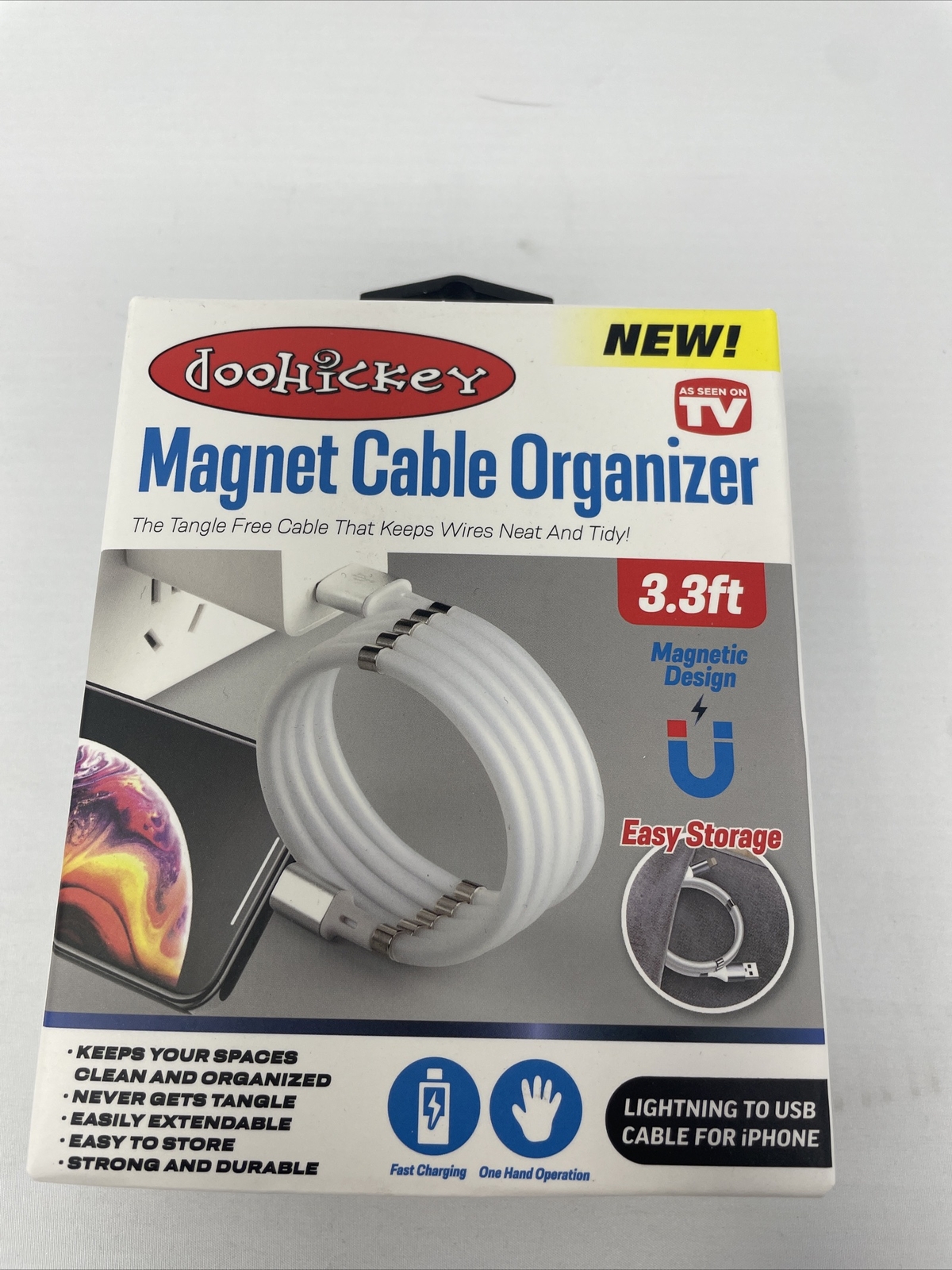 AS SEEN ON TV DOOHICKEY MAGNET CABLE ORGANIZER 3.3 FEET - NEW