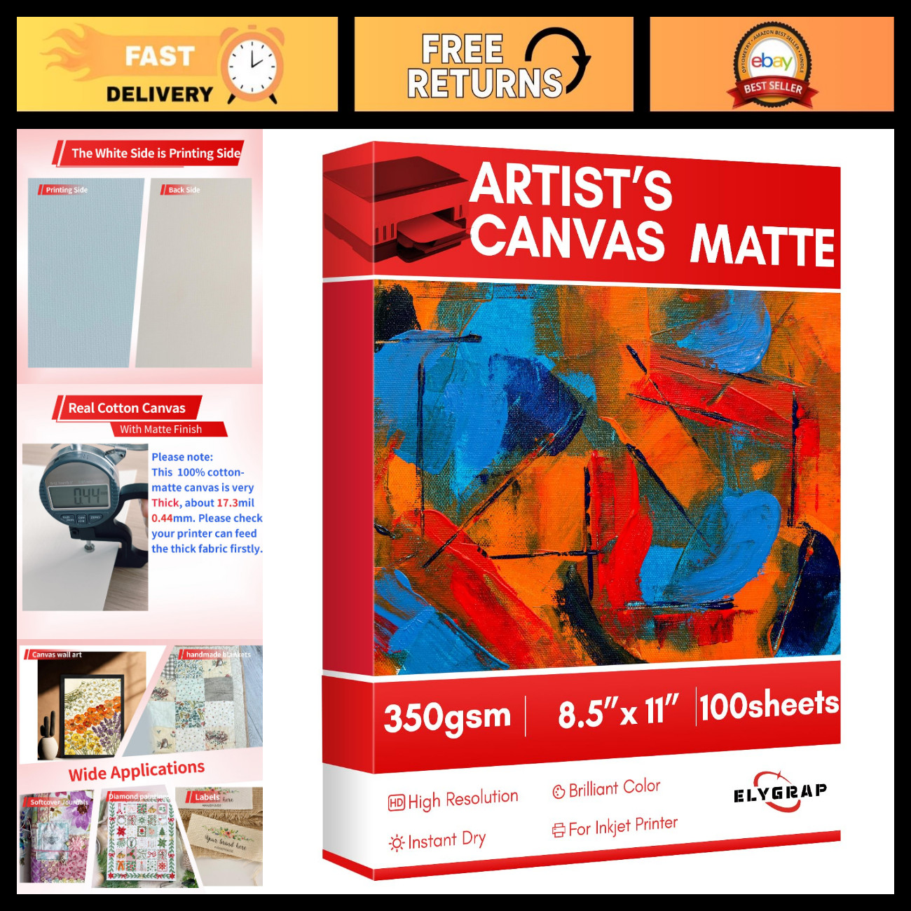 Printable Cotton Sheets 8.5x11 Inch for Inkjet Printer - 350g High-Quality Paper