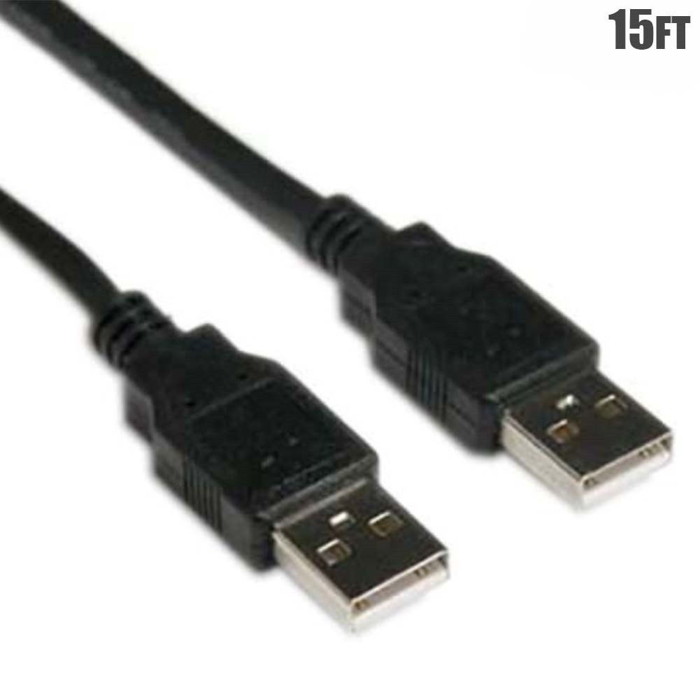 15FT USB 2.0 Type A Male to Male Sync Data Charge Cable Cord PC Laptop Black