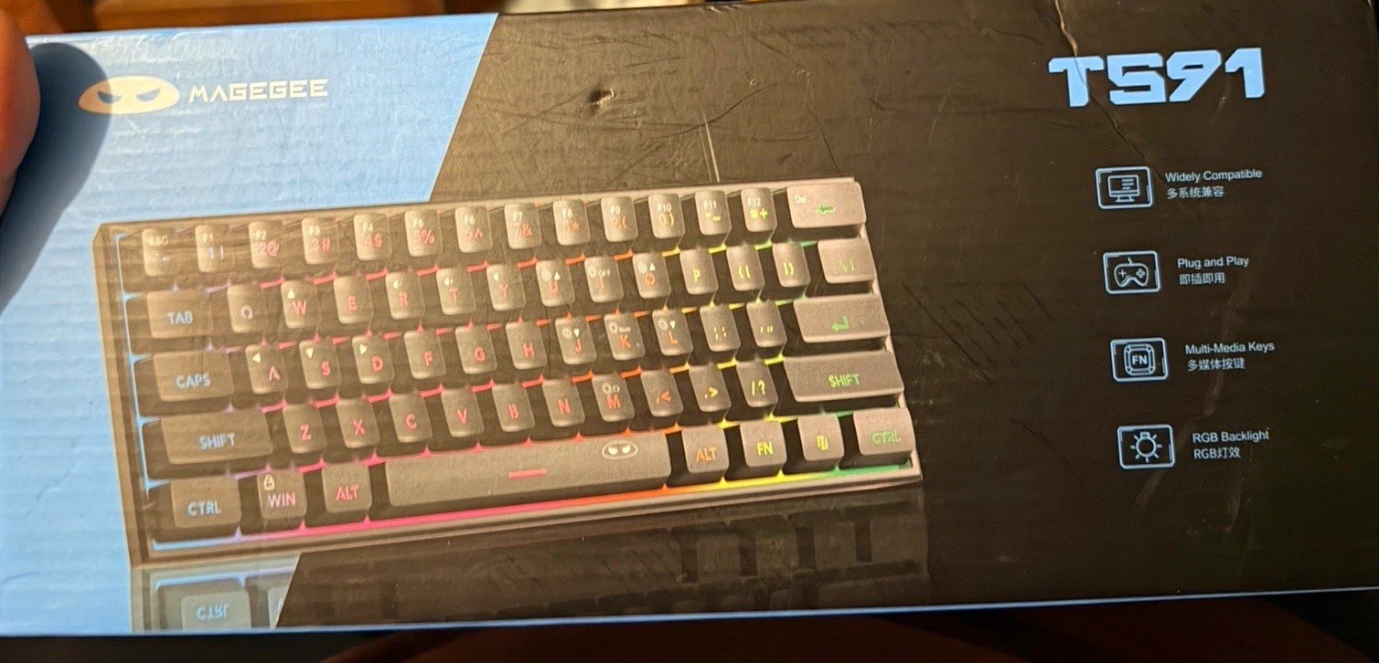 MAGEGEE TS91 Wired Gaming Keyboard RGB Backlit, Multimedia Keys, Black QWERTY