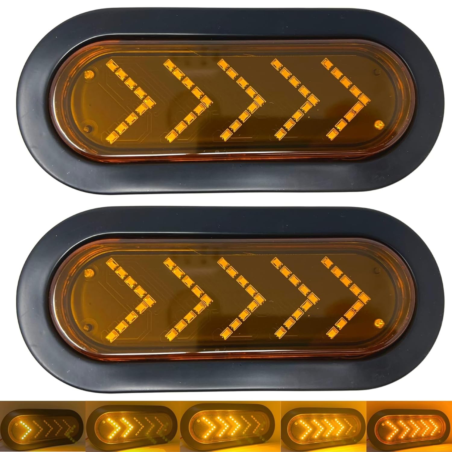6 Inch Amber LED Sequential Turn Signal Oval Amber LED Tail Light