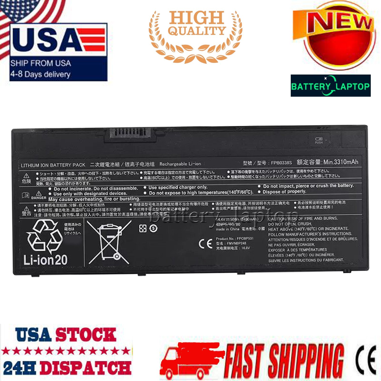 New 50Wh FPCBP531 FPB0338S battery For Fujitsu Lifebook T937 T938 akku Laptop
